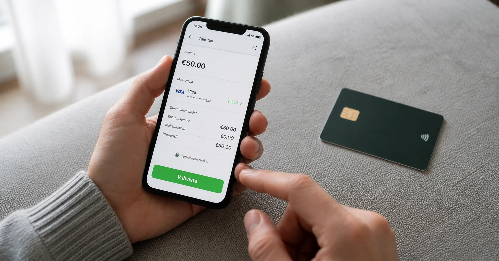 Visa-talletuksen vaiheet vedonlyöntisivustolla mobiililaitteella